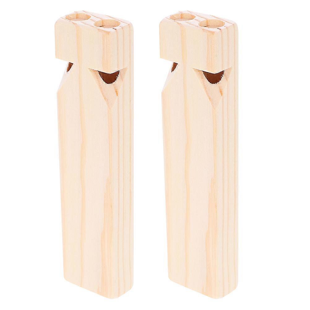 2pcs Wood Train Whistle Unpainted DIY Instrument Toys Blank Wooden Whistle