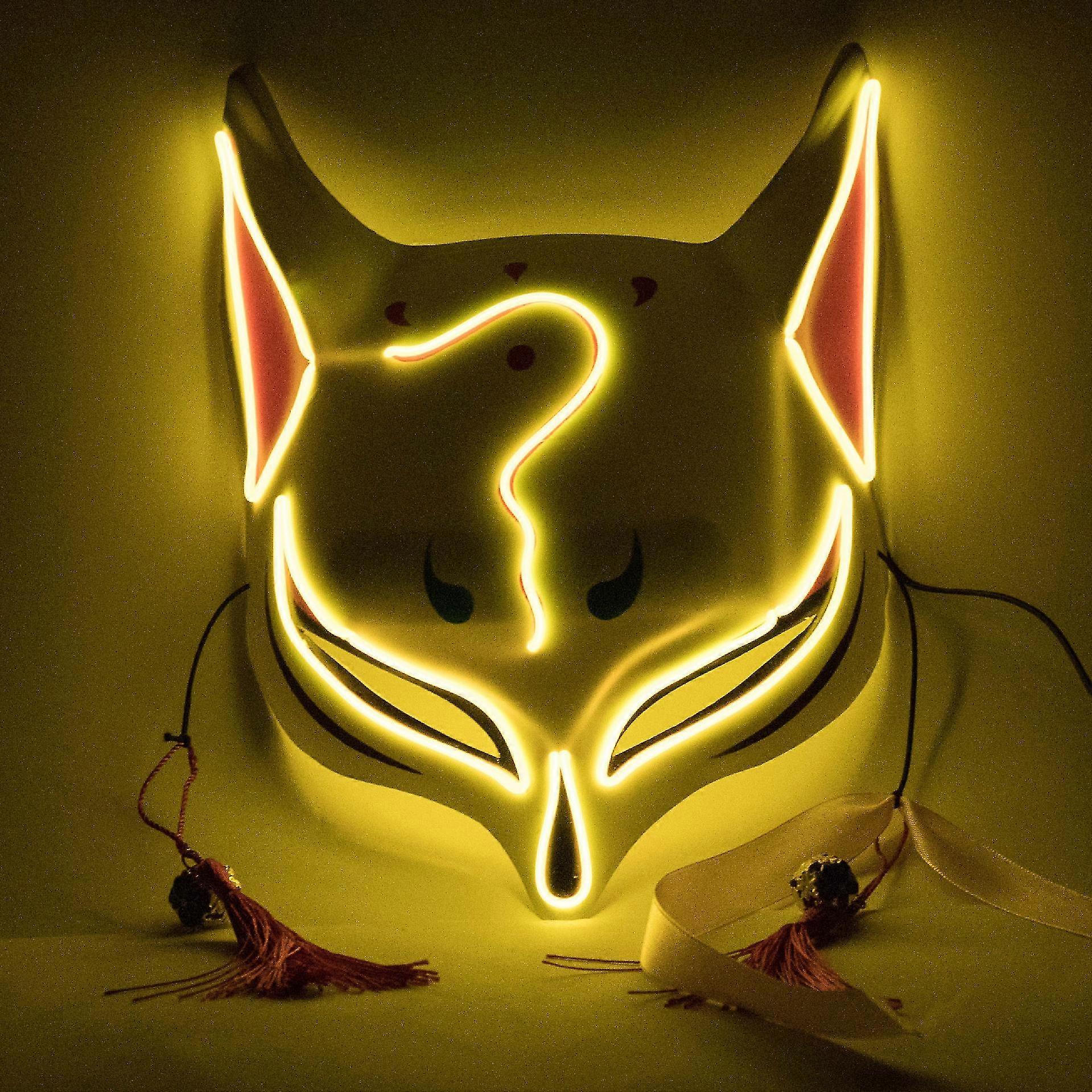 JOX-New Fox Mask Led Luminous Mask Fluorescent Atmosphere Props Fox Mask