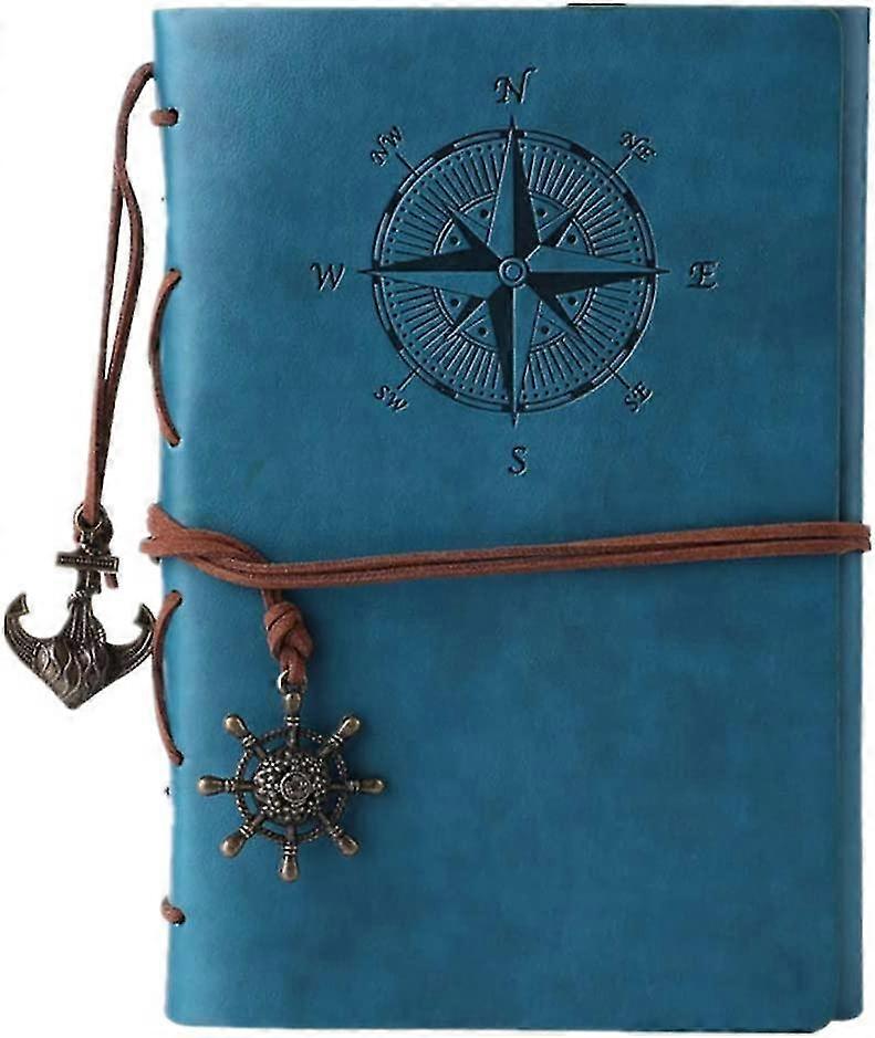 Notebook Leather Journal,with Blank Pages And Pendantssky Blue