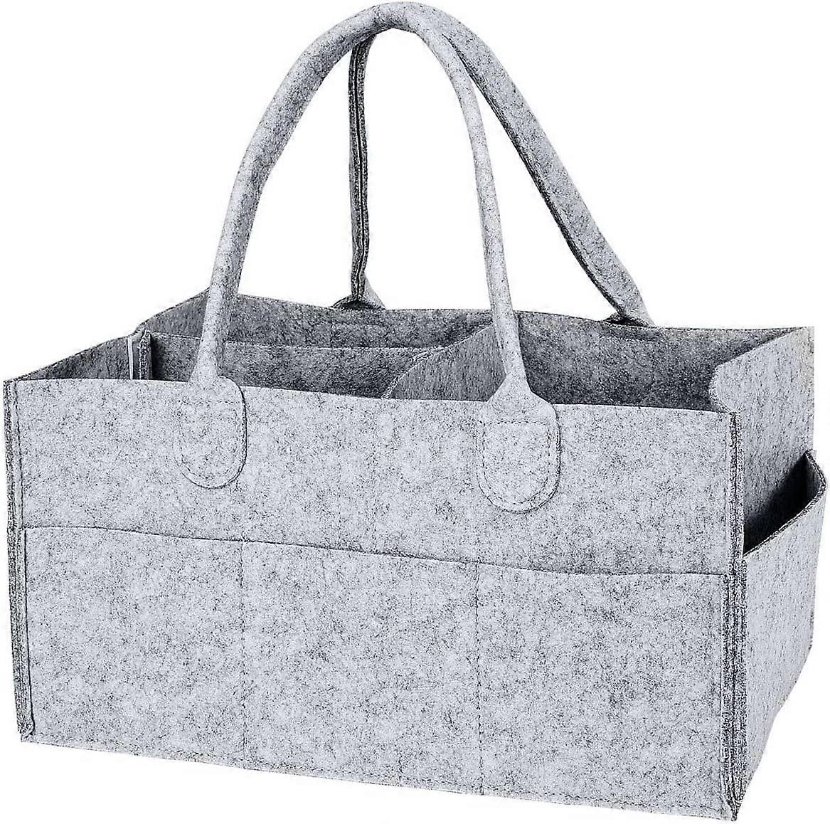 Nappy Caddy Foldable Baby Diaper Caddy Organiser, Portable Nursery Storage Basket Bin with Changeable Compartments