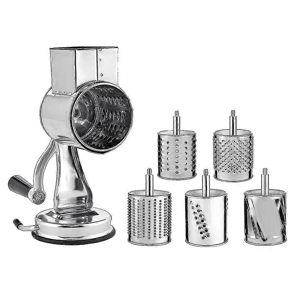 Stainless Steel Cheese Grater, Rotary Chopper, Vegetable Shredder Salad Slicer Multi-use Hand Grate-Yvan