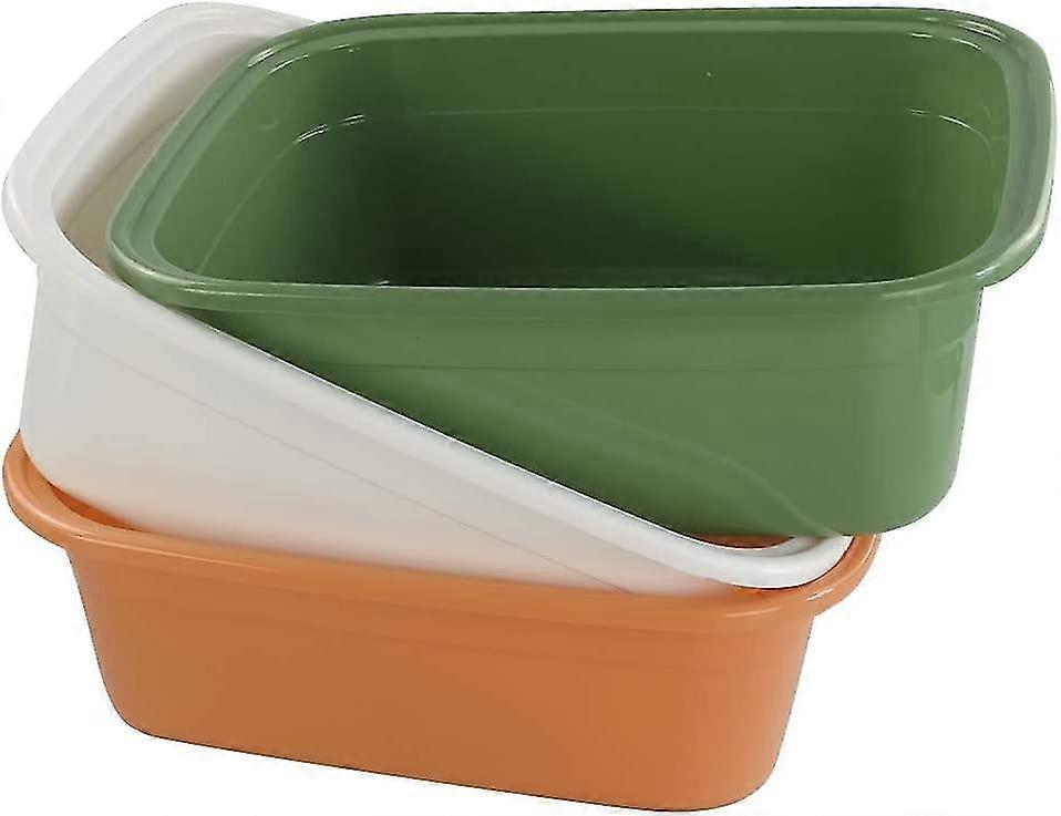3-pack Plastic Washing Basin Bowl, Colorful Rectangular Cleaning Wash Bowl Basin