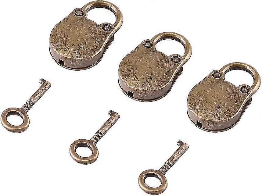 Padlock Set, 3 Piece Vintage Style Alloy Mini Padlock Lock Kit With 3 Keys Crday Gift