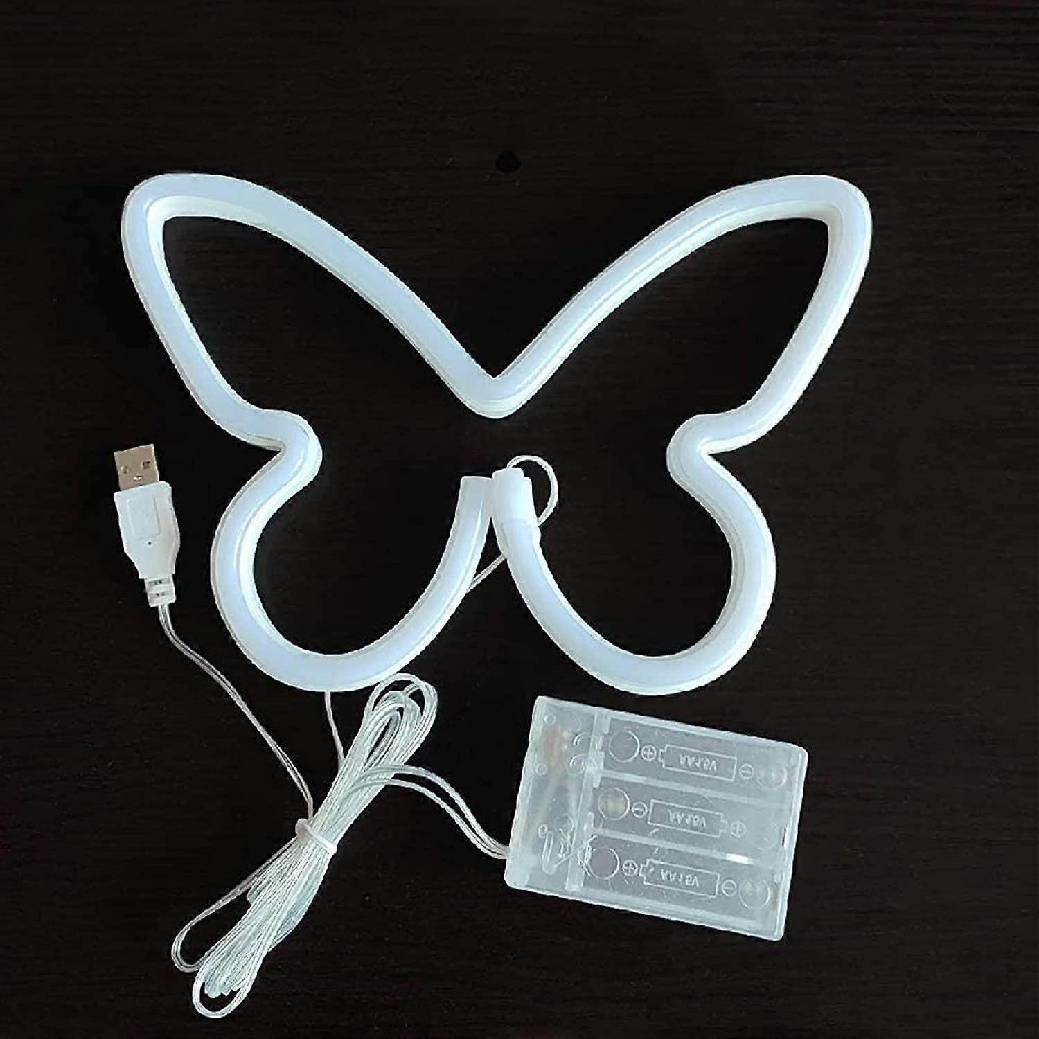 UExnkj-Y Luci al Neon a Farfalla Insegna al Neon Luci al Neon Alimentate a Batteria o USB Adatte Per La Camera da Letto Luci al Neon Regalo Per La Decorazione Della Parete
