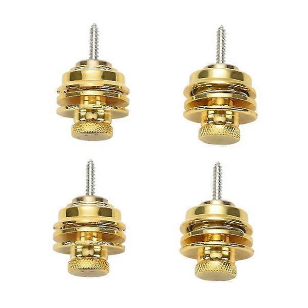 4-Pack Gold Guitar Strap Buckle Button Thread