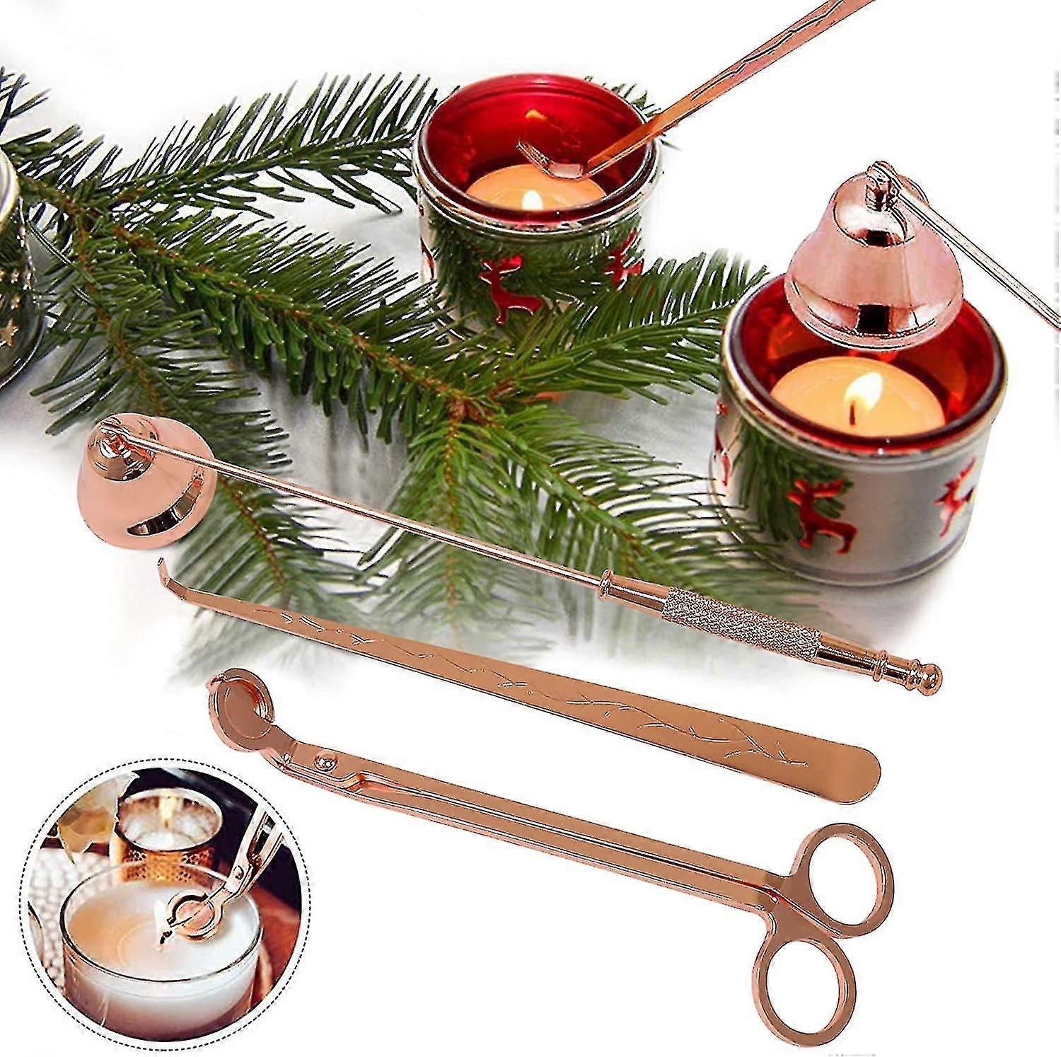 3 Pieces Accessory Set Wick Trimmer Snuffer Wick Dipper Scissor Less Steel Tools Sets Fo