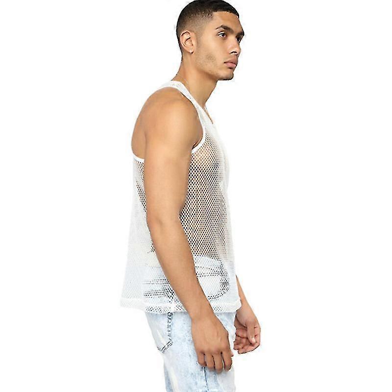 Pesh Homme Fishnet See Through Shirt Short Sleeve Muscle Undershirts Tee Tops