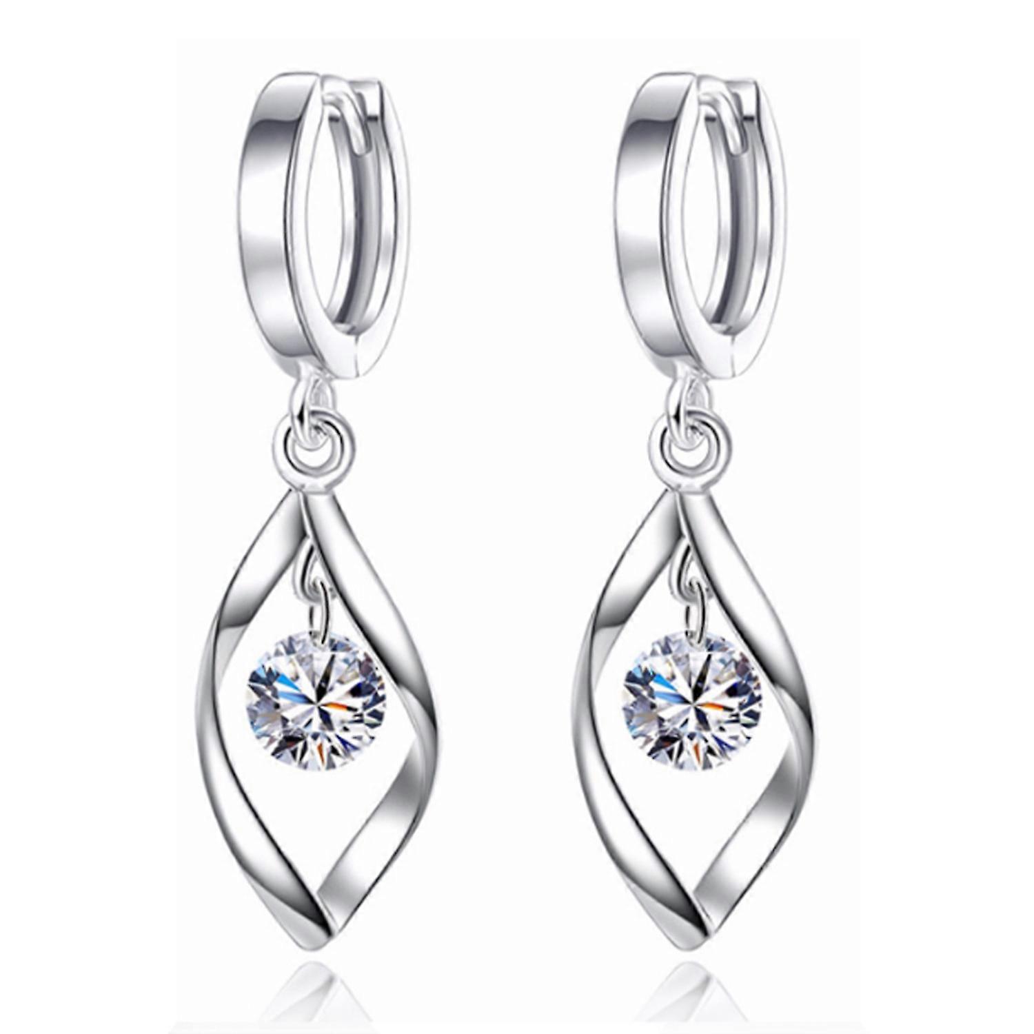 925 Sterling Silver Twist CZ Drop/Dangle Hook fülbevaló női lány ékszer ajándék