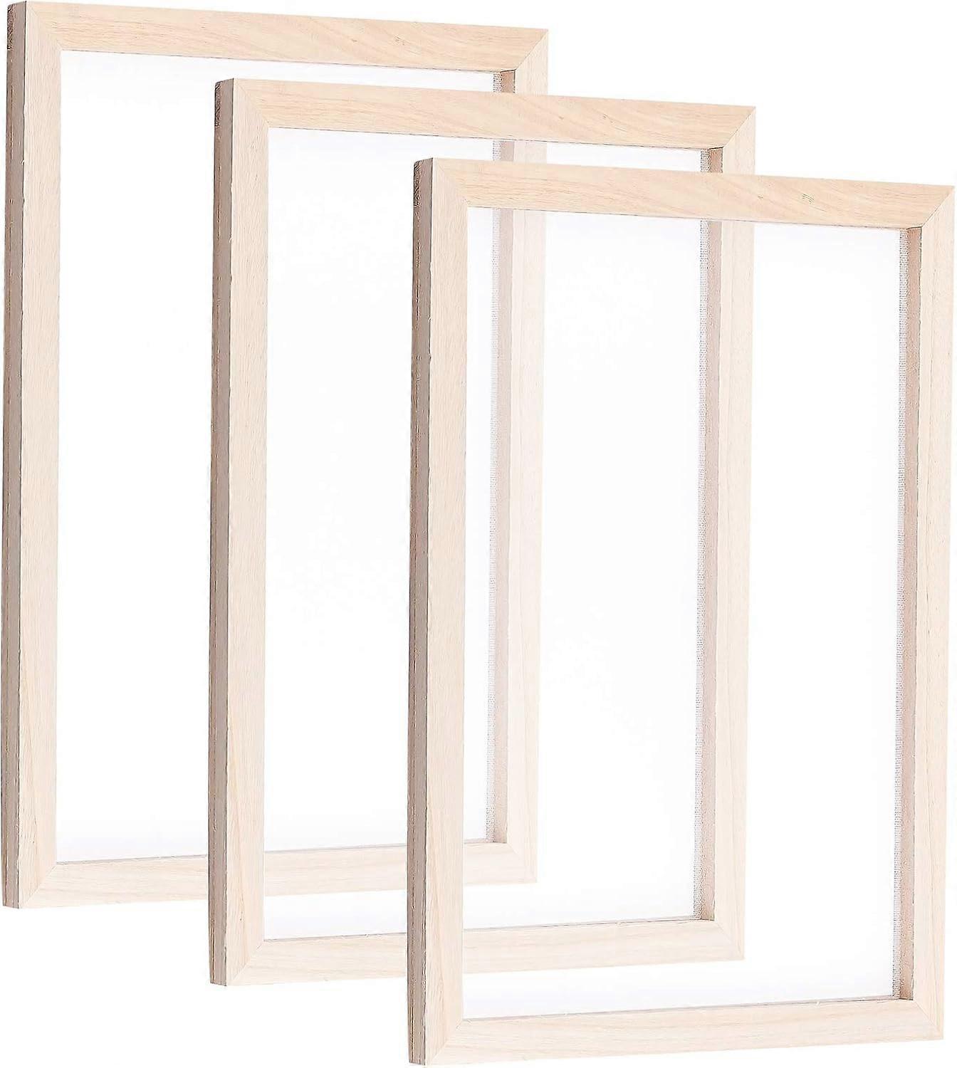 3PCS Burlywood Papermaking Frame Rectangle Wooden Paper Making Screen Tools for Dried Flower Handcraft DIY Paper Craft 13.38 x 9.84 x 0.47 Inches