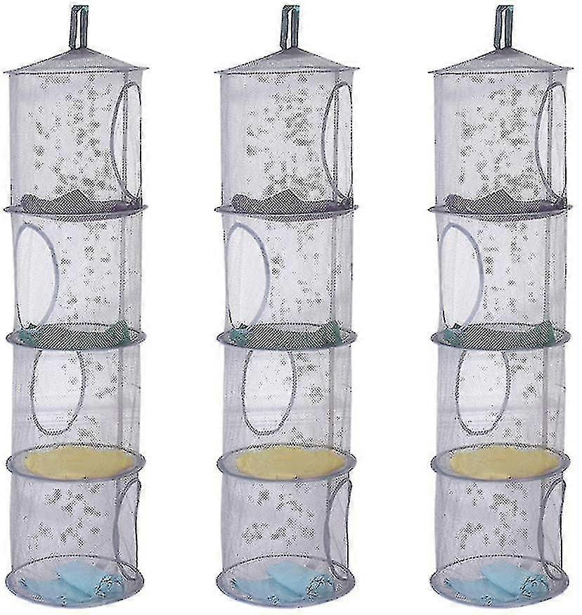 Children's Storage Net 3 Pcs Hanging Drying Net Foldable Mesh Basket Storage