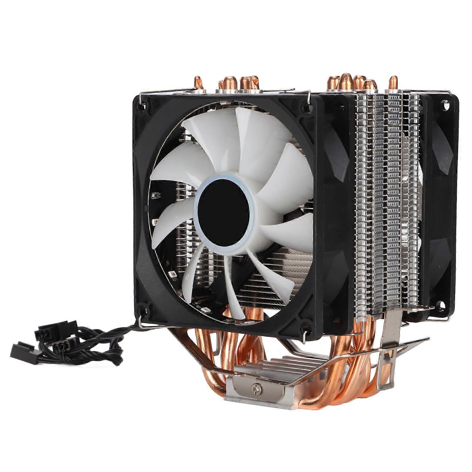 CPU Cooler 6 Tubes 90mm 3pin Computer CPU Cooling Fan With RGB Light for Intel LGA775 1155 1156 for AMD AM2 AM3Double Fan