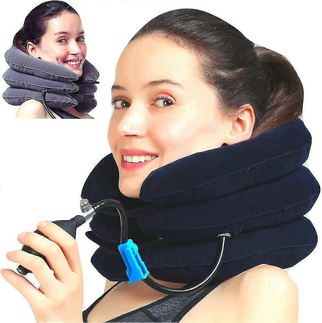 Medized Cervical Neck Stretcher Traction Device, Neck Support Brace, Inflatable & Adjustable Neck Support Pillow Is Ideal For Spine Alignment & Chroni