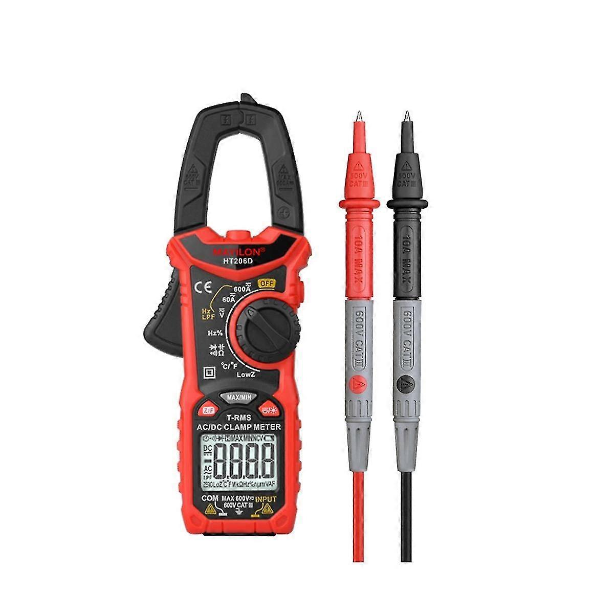 Ht206d Digital Clamp Meter 600a Ac/dc Current Backlight Ncv Voltmeter Ammeter Multimeter Voltage T