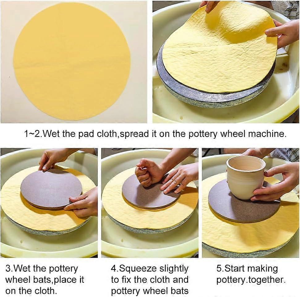 4 PCS Reusable Pottery Clay Mats – 12 Inch Round Super Absorbent Throwing Cloths For Ceramics