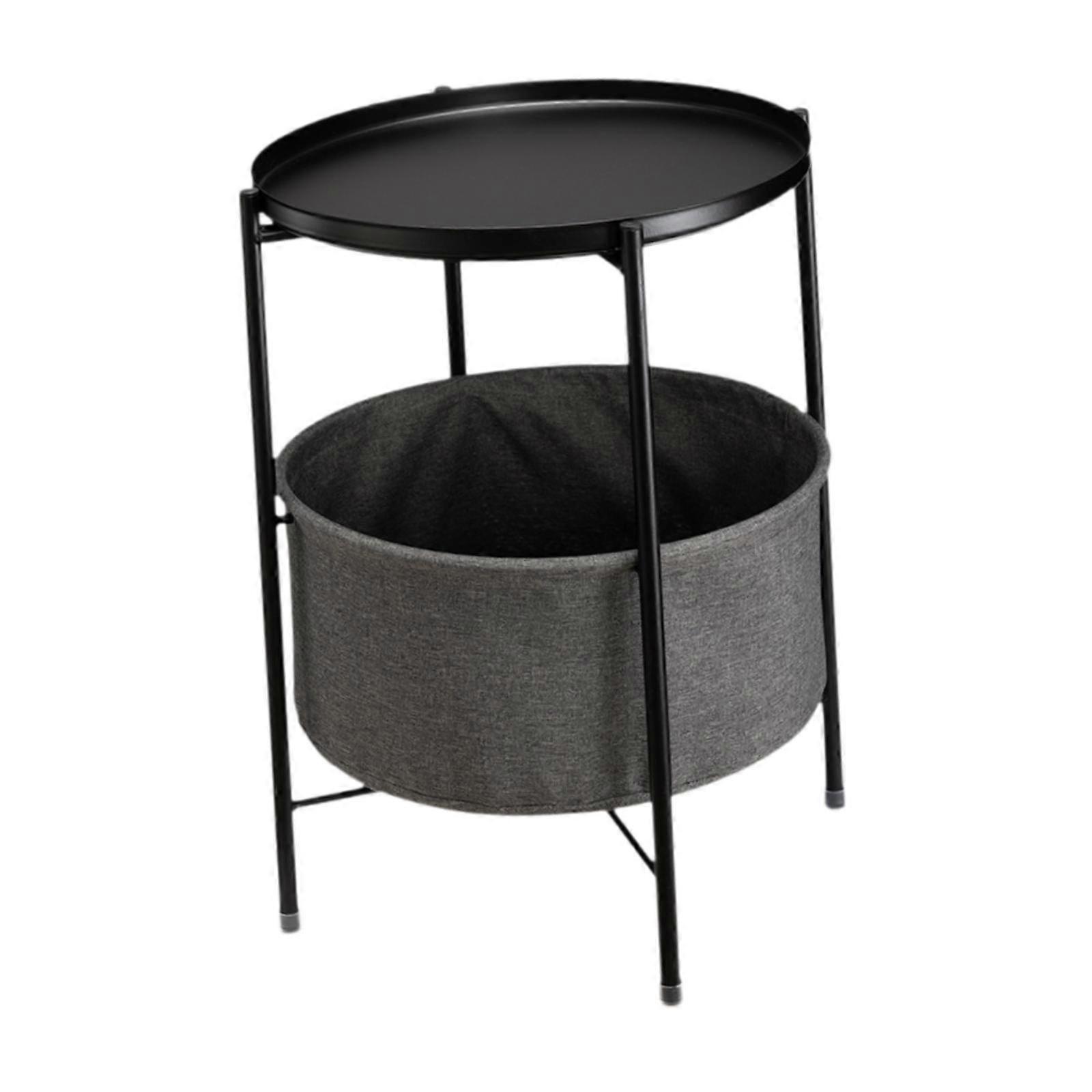 Side Table with Storage End Table Drink Table for Living Room Bedside Office Black