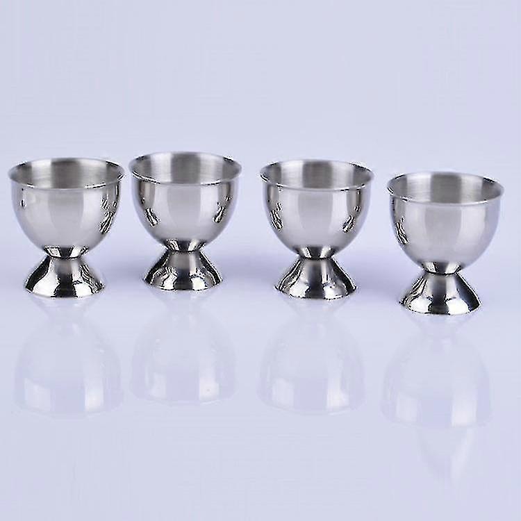 Egg Cup Holder Set  Stainless Steel Egg Tray Kitchen Tool4pcs, Silver)