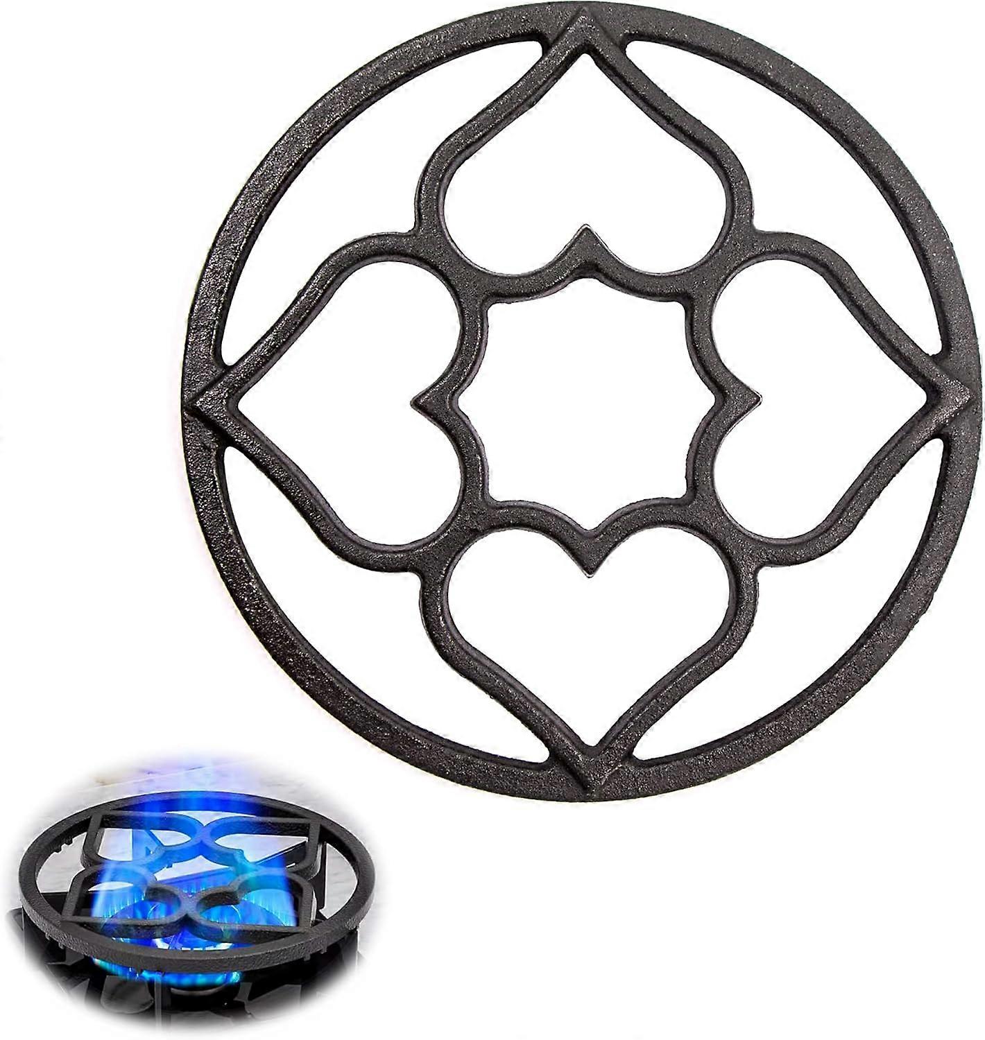 Gas Hob Support Ring - 19cm Universal Flat Plates Iron Grid with 8 Fixing Slots in the Bottom for Coffee Maker Small Pot Kitchen Cast Iron Frying Cof