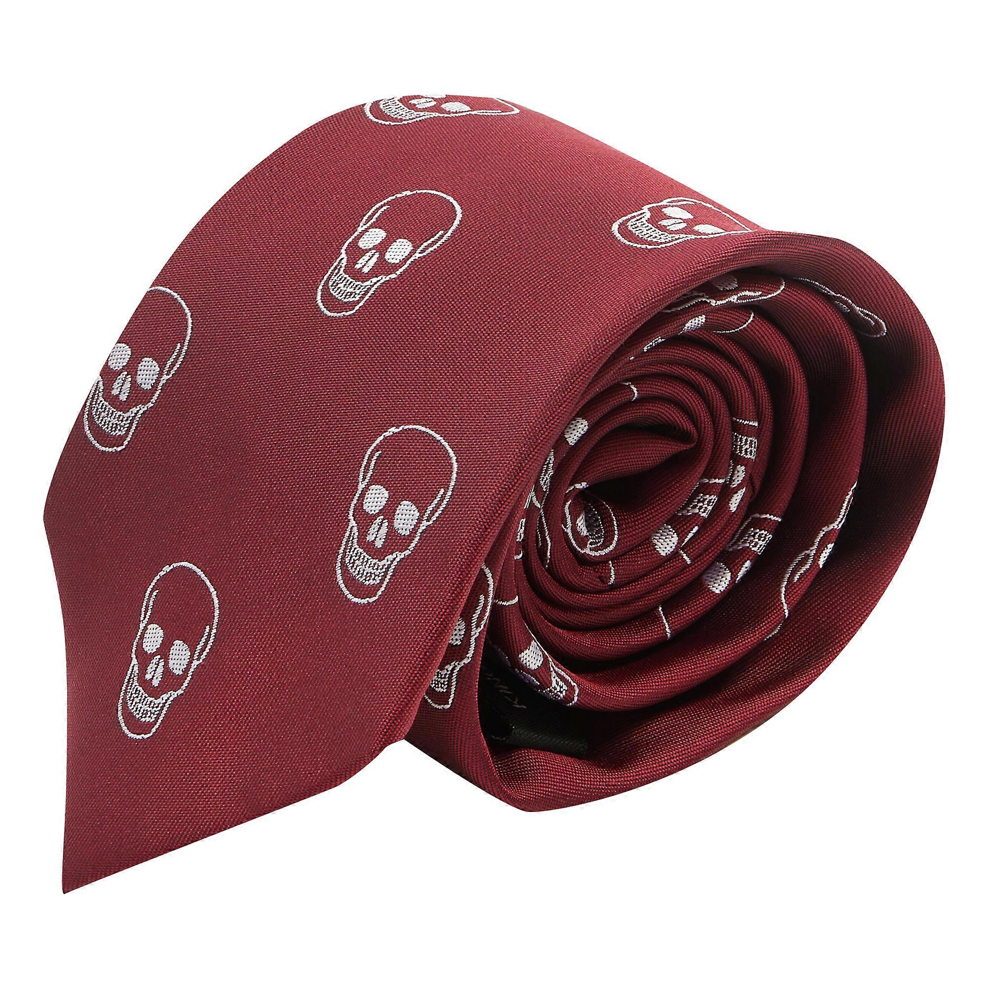 Burgundy Red Skull Embroidered Tie
