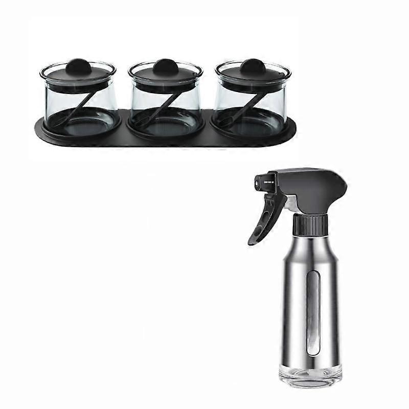 Useful Elevating The Kitchen: A Harmonious Collection Of Elegant Condiment Jars And Versatile Oil Sprayer
