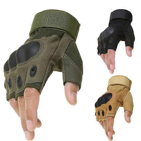 Tactical Army Military Airsoft Shooting Bicycle Combat Fingerless Paintball Hard Carbon Knuckle Half Finger Gloves