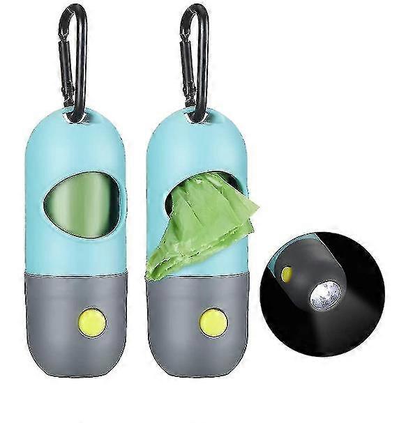 Waste Bag Holder Dispenser,2 Pieces Dog Poop Waste Bag Holder Dispenser With Led Flashlight And 2 Rolls Dog