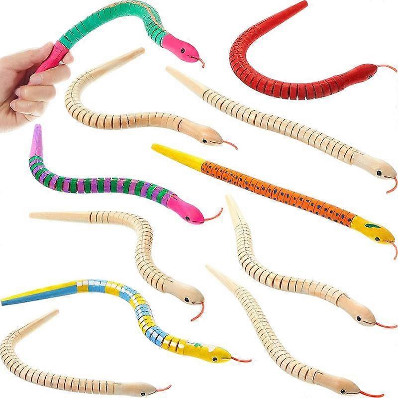 10 Stück 12 Zoll Holzschlangen unfertige hölzerne wackelige Schlangen gegliedert flexible Holzschlange zum Bemalen leerer Leinwand Tiermodell Handwerk