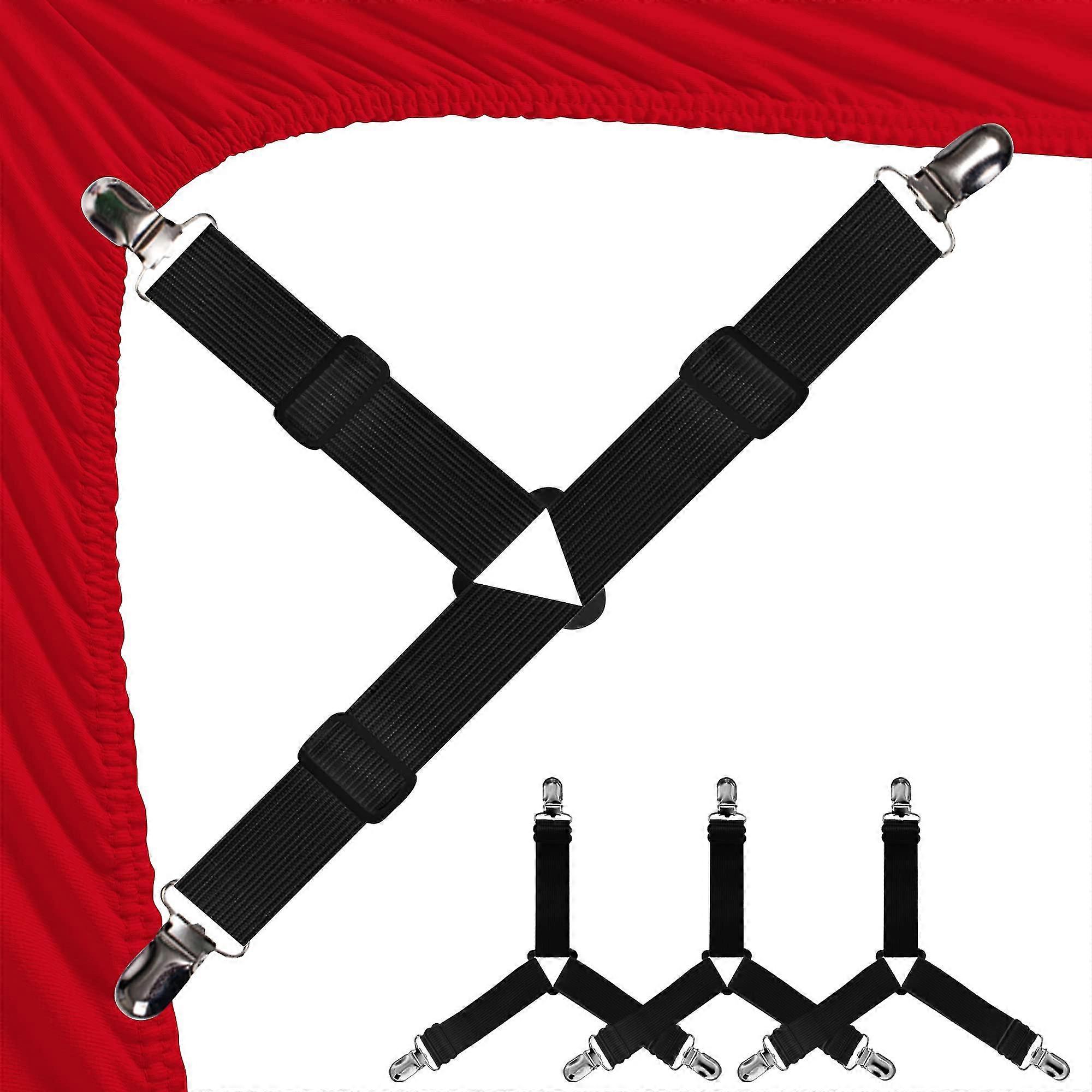 Bed Sheet Straps Set 4 Pcs - Black Sheet Holders For Corners-c