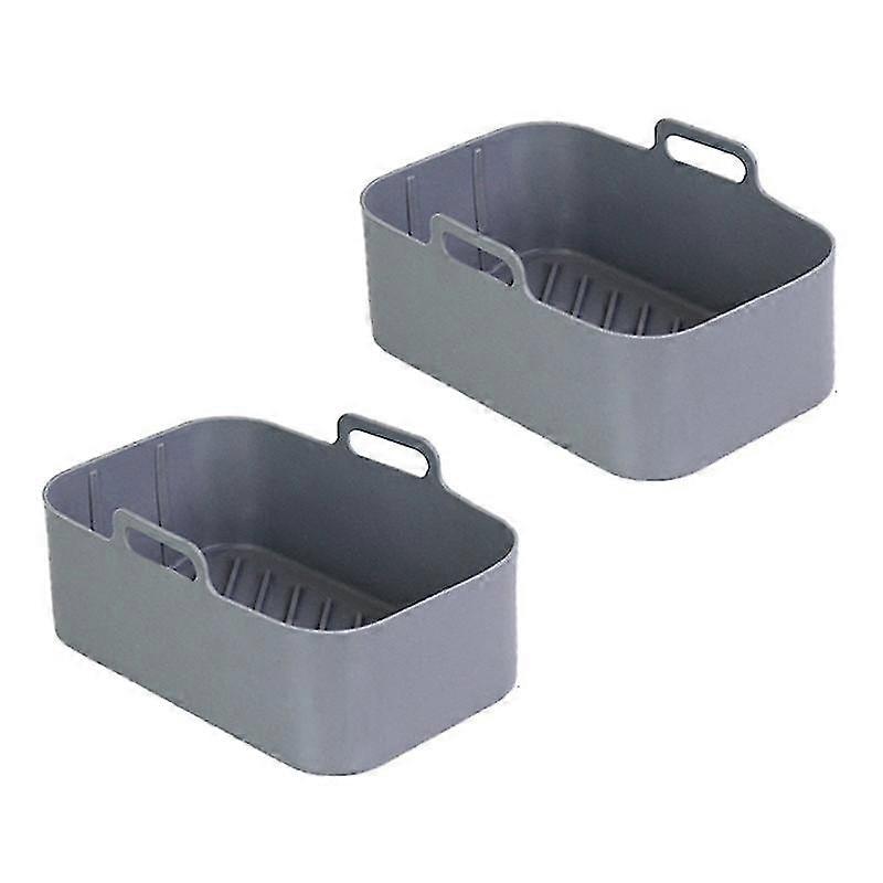 2pcs Silicone Pot For Ninja Foodi Dual Dz201 Reusable Silicone Liner Basket Grey