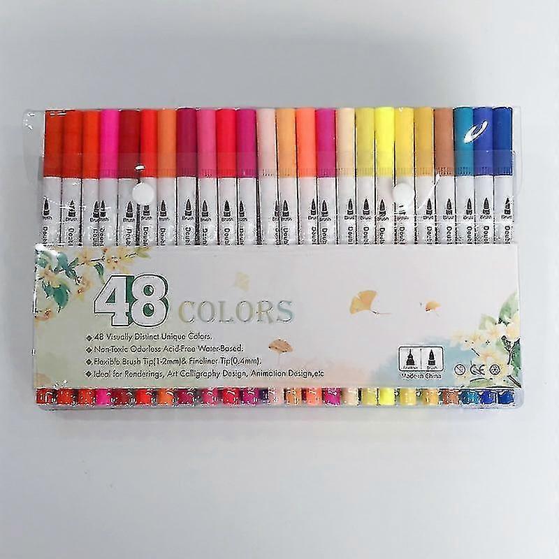 Dual Tip Brush Pens Set Of 48 Colors,For Calligraphy Drawing Sketching Colouring Book