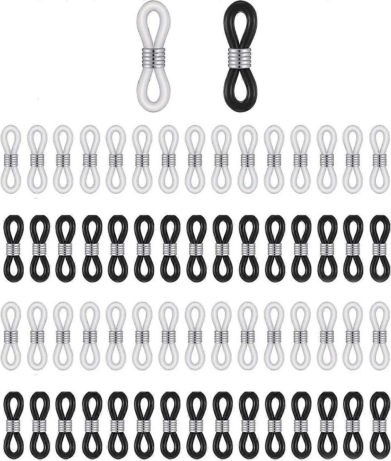 Eyeglass Chain Ends Connector,30 PCS Silicone Black Eyeglass Chain Loop Holder