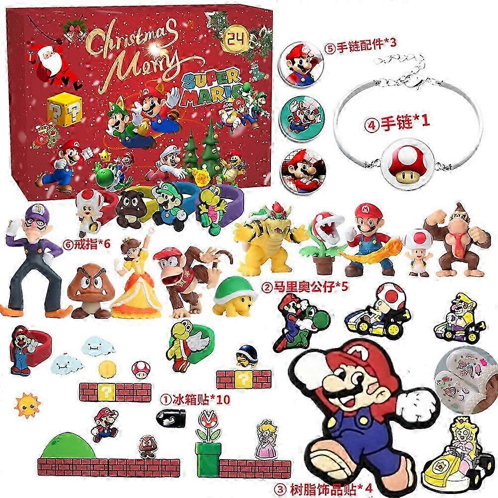 Christmas Advent Calendar  Stitch blind box Sanrio Kuromi keychain Stella Lou Hole Le Mario anime blind