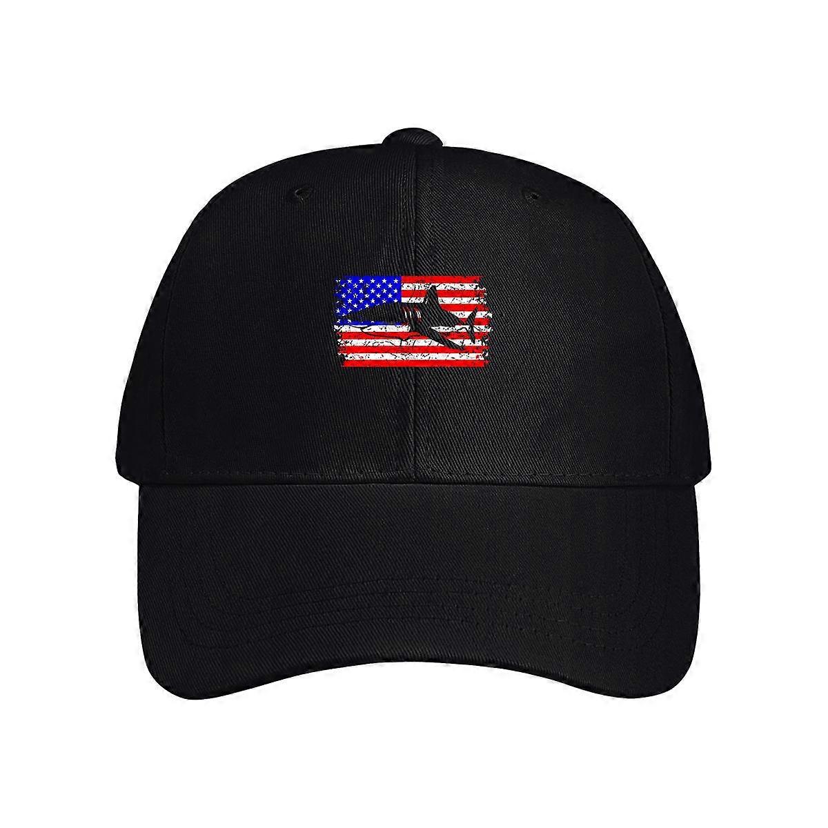Great White Shark American Flag Baseball Cap