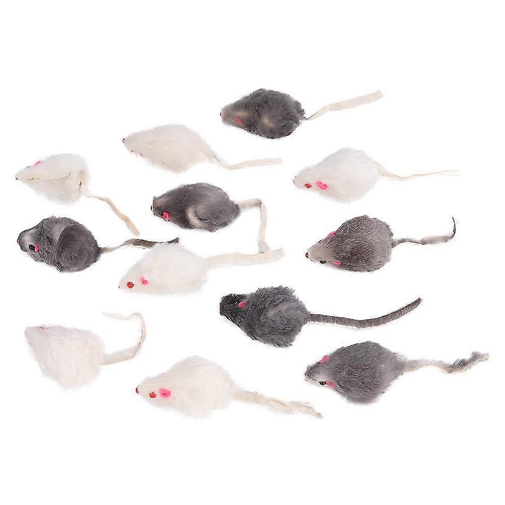 12pcs Pet Cat Toy Small Plush Mouse Mini Funny Cat Toy Fake Mouse For Kitten Cat