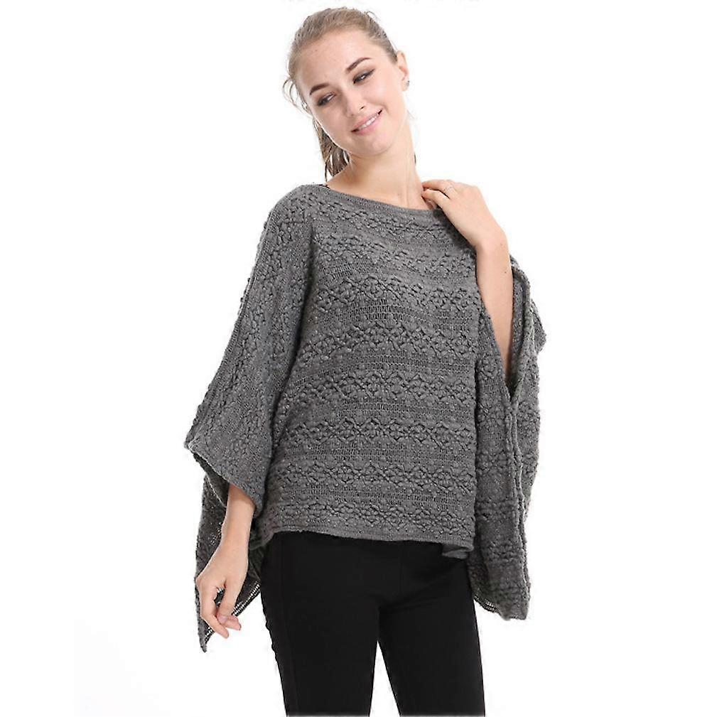 Damen Warm Pullover Poncho Stricken Batwing Bluse Pullover Mantel