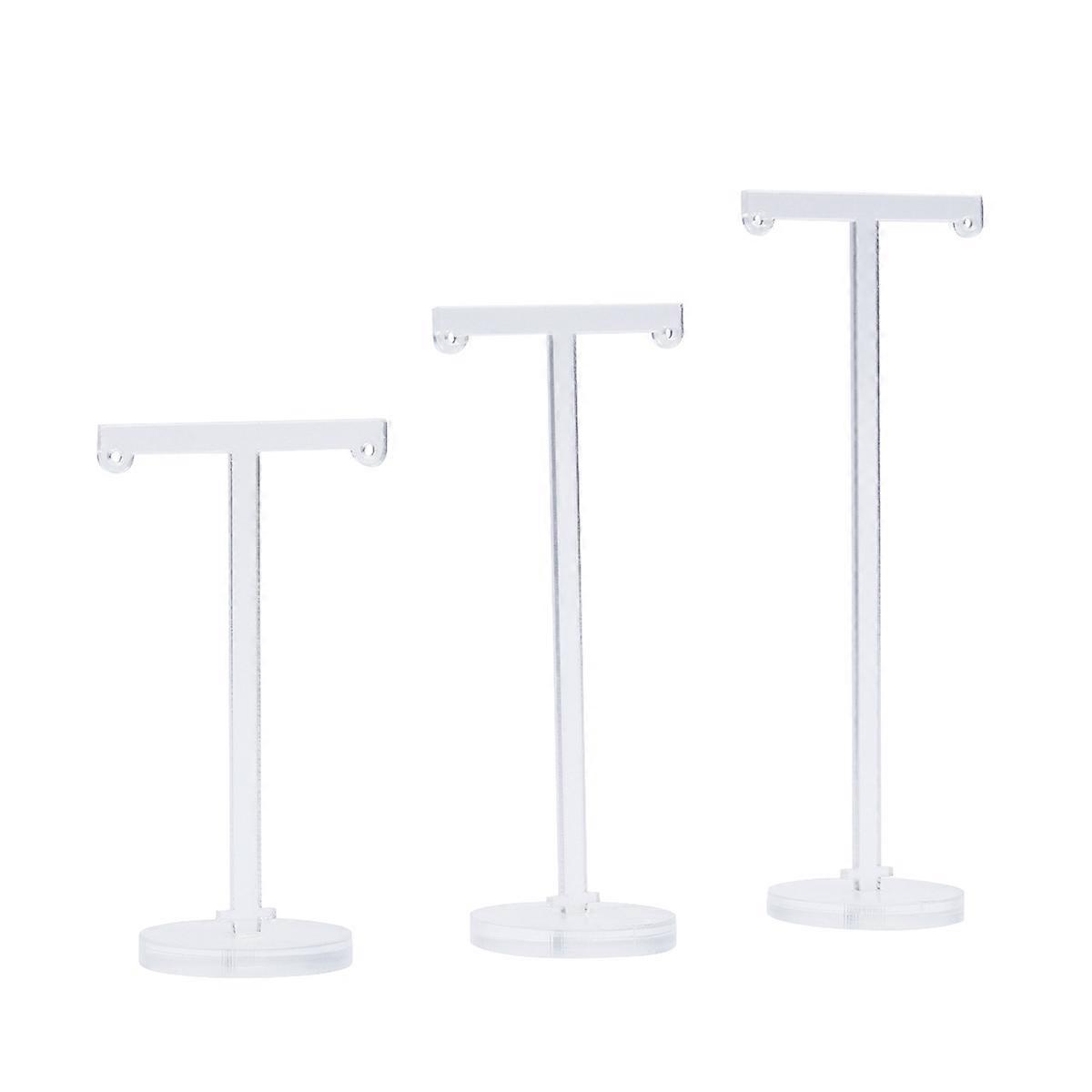 3pcs/सेट ऐक्रेलिक कान की बाली स्टैंड होल्डर टी-आकार कान स्टड प्रदर्शन रैक आभूषण आयोजक (पतला संस्करण)