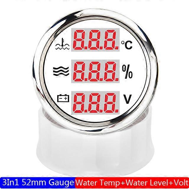 3 In 1 Digital Gauge Water Temperature Bar Oil Pressure Gauge With Alarm Voltmeter IP67 Voltage Water Temp Gauge Red Light Tacho