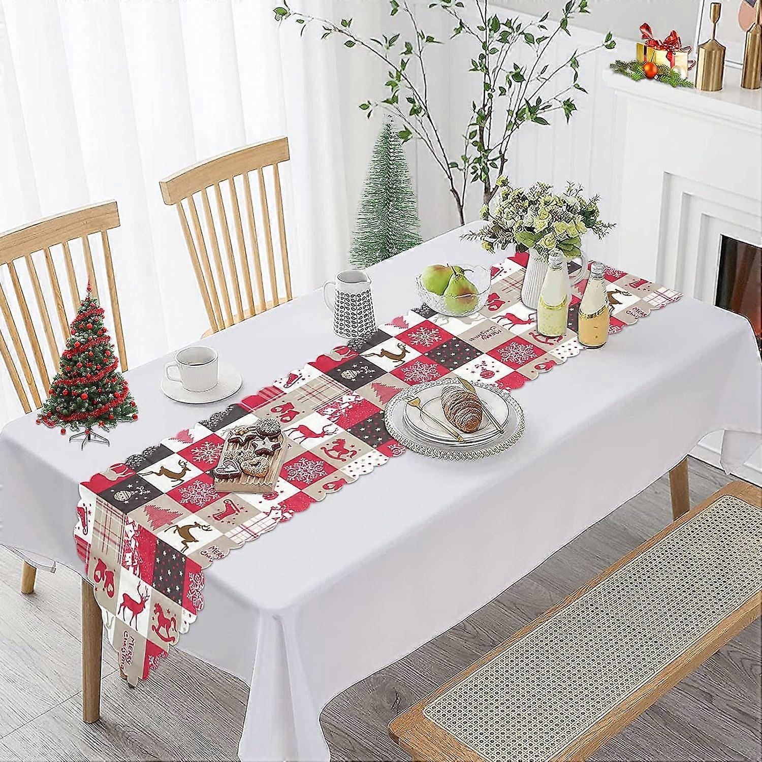 Christmas Table Runner,Christmas Cotton and Linen Table Runner,Christmas Printed Tablecloth,Washable Christmas Tablecloth,Christmas Table Decoration,C