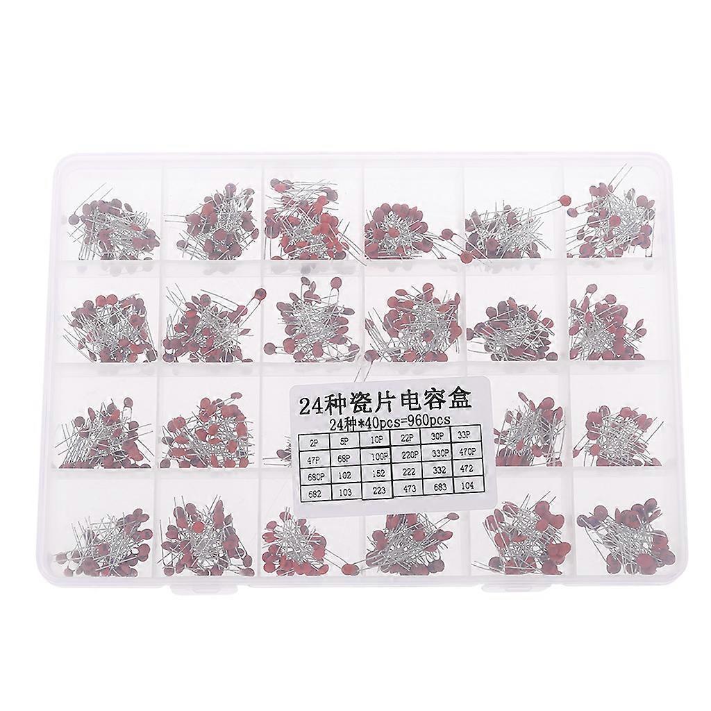 960pcs 50V Ceramic Capacitor Assorted Kit 24 Value Electronic Components Package