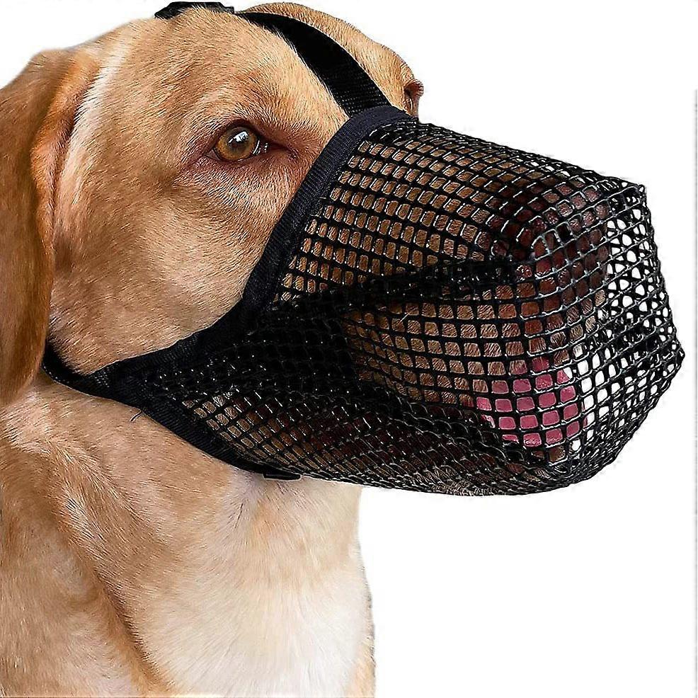 Black M Dog Muzzle with Adjustable Straps, Soft Mesh Covered Muzzles for Small Medium Large Dogs