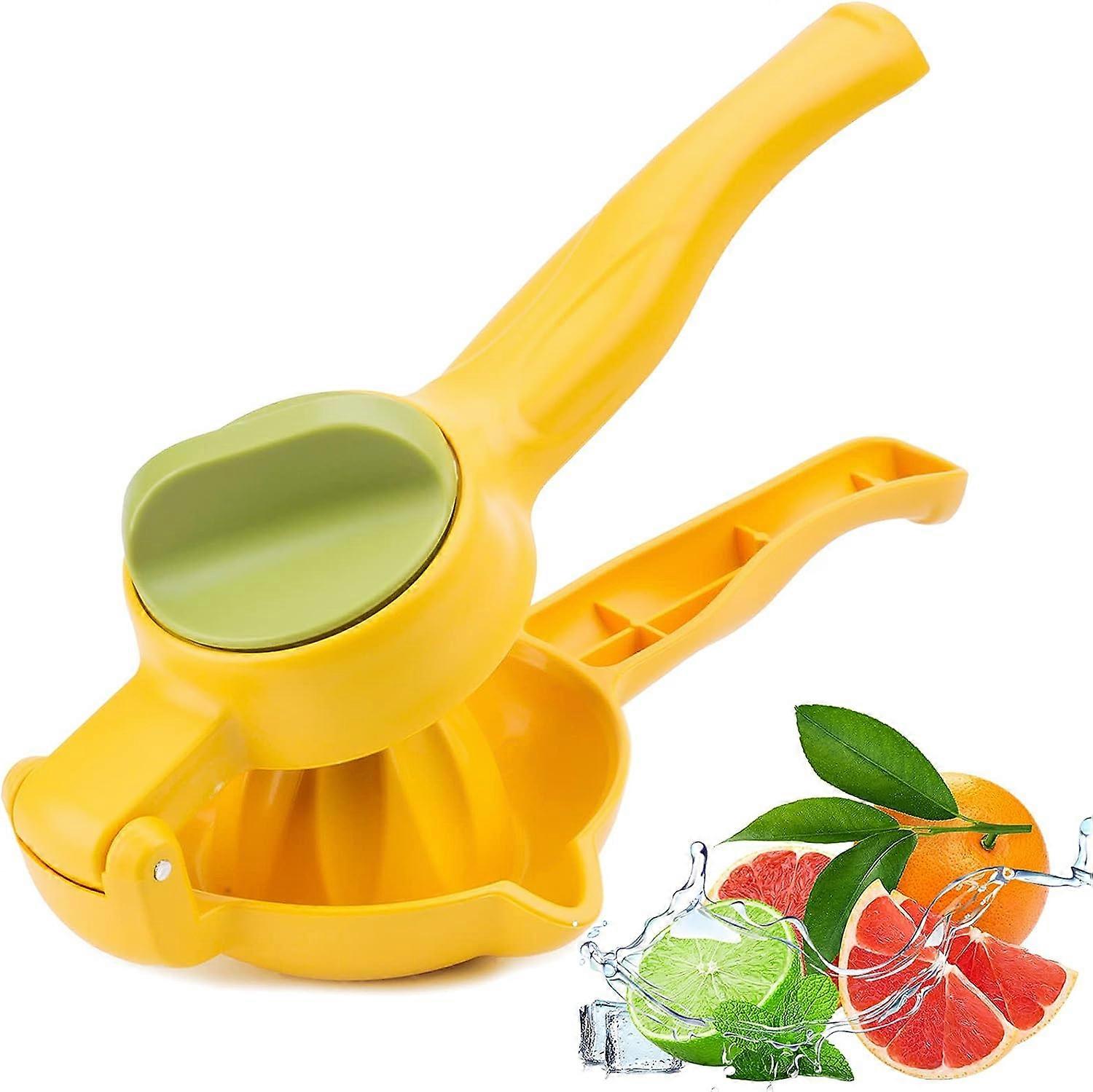 Manual lemon juicer (yellow), handheld lemon juicer, lime juice extractor, fruit juicer for lime, grapefruit orange lemon, more efficient juicer
