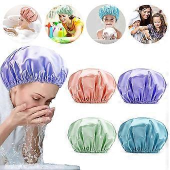 4pcs Shower Cap Women Double Waterproof Layers Shower Hat Hair Protection Eva Shower Caps