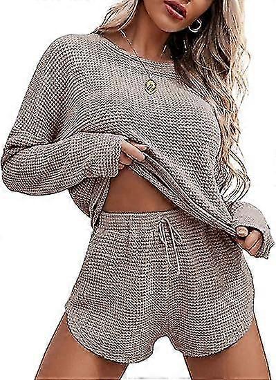 Womens Waffle Knit Pajama Sets