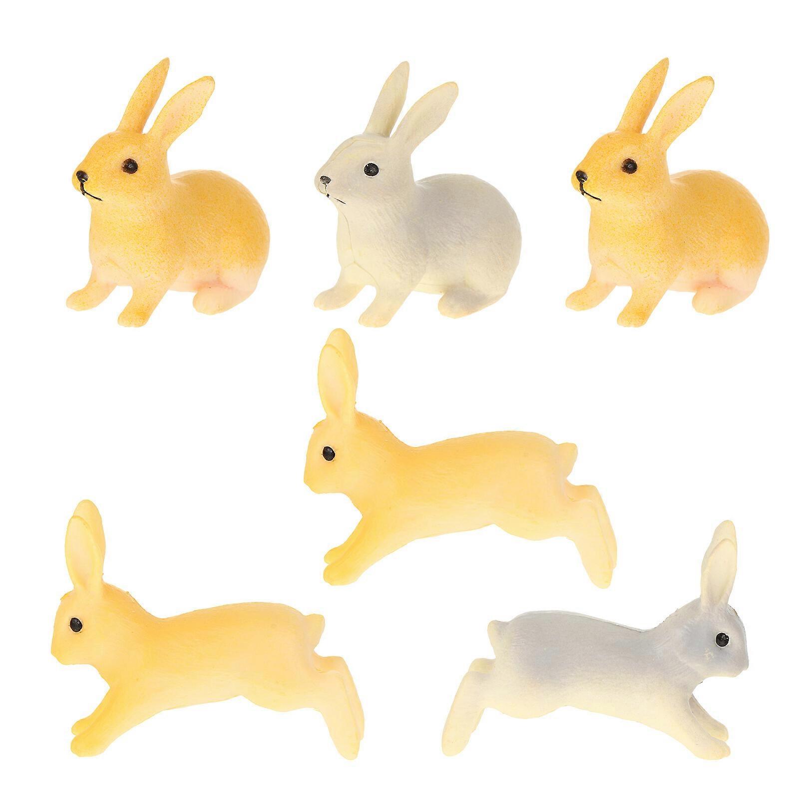 6pcs Easter Crafts Adorable Bunny Easter Miniatures Ornaments (Mixed Style)
