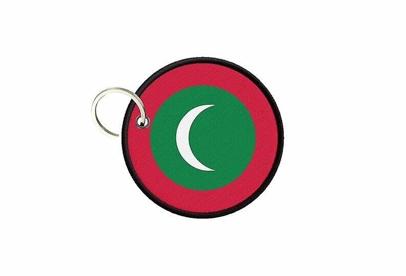 Keychain keys flag maldives printed round round roundcarde