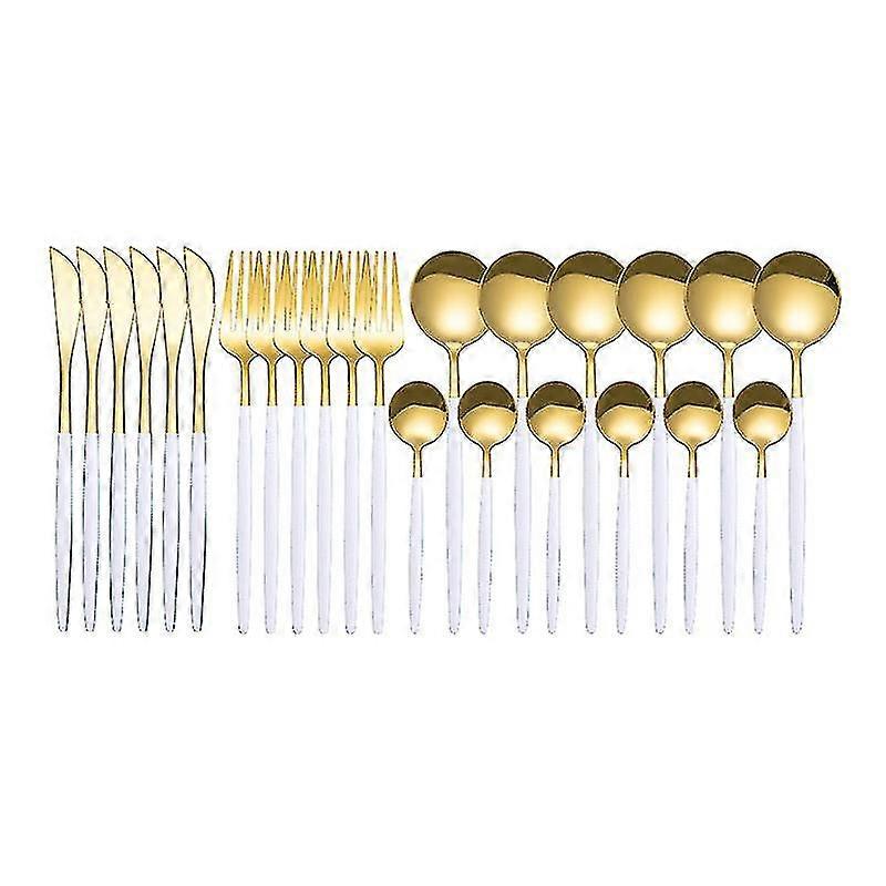 24pcs Acciaio inossidabile Set di posate da cucina Set coltello Forchetta Cucchiaio Posate Posate Posate Posate minimalista Argenteria