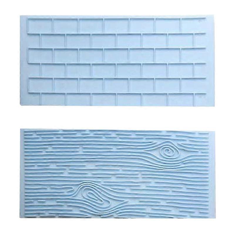 2Pcs/Set Cutting Die Tree Bark Brick Pattern Bakeware Plastic Decorating Cookies Cake Embosser for Home