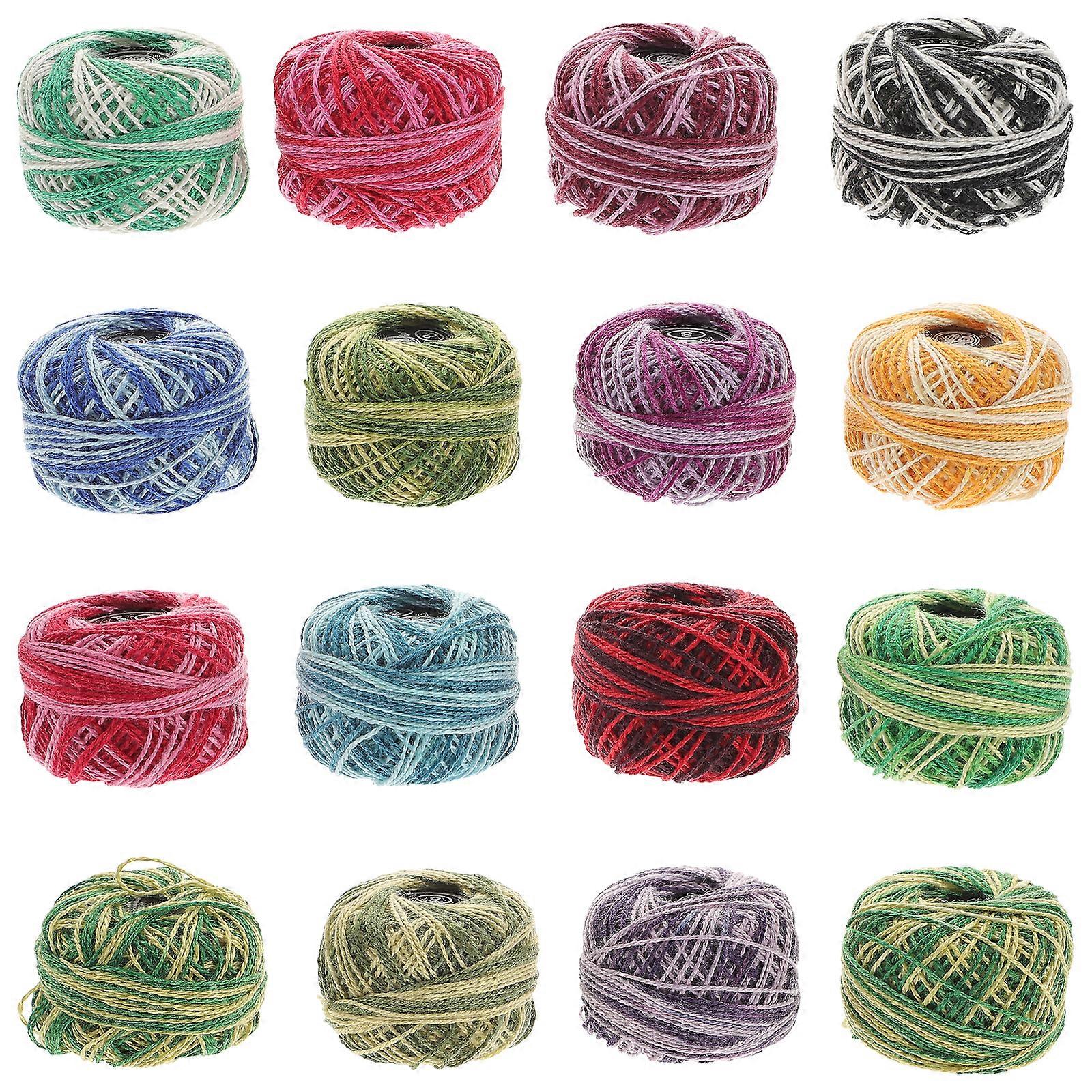 16 Roll Threading Tool Crochet Thread Set Balls Hand Embroidery Thread Colored Cotton Yarn Thread Roll White