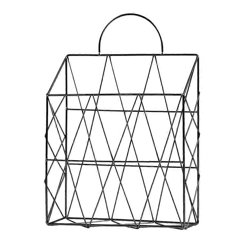 Magazine Holder Hanging Wall-mounted Newspaper Book File Organizer Basket Iron Shelf Storage Container Display Stand Black