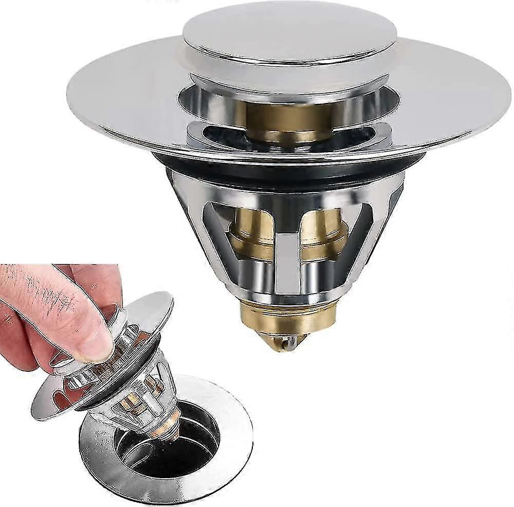 Universal basin rebound drain filter, 35mm push-in pop-up sink drain plug