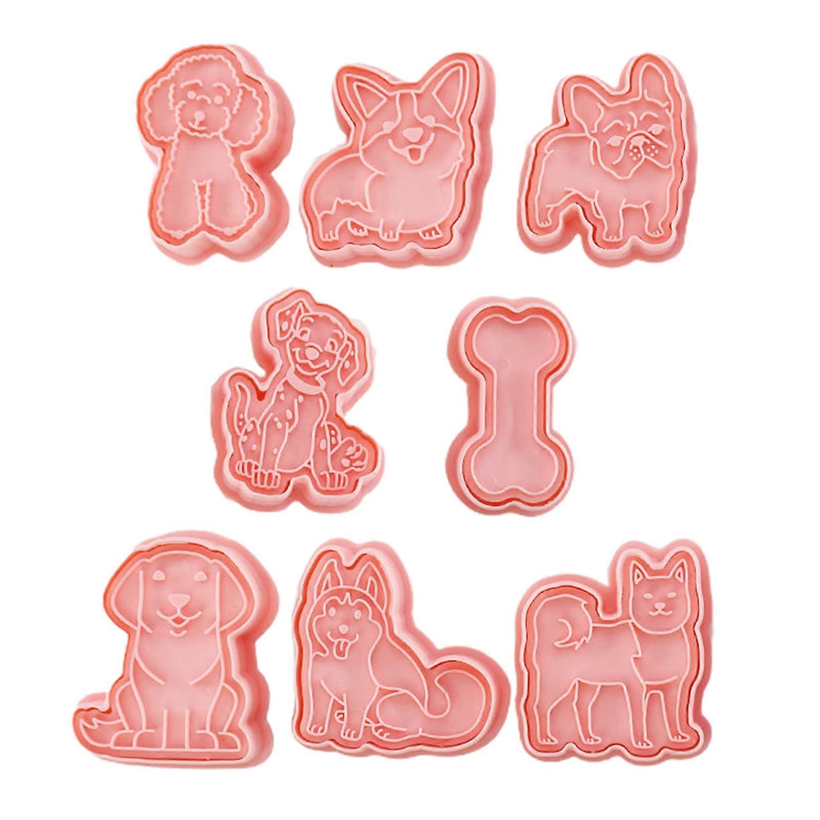 8Pcs/Set Dog Pattern Cookie Cutters Washable PP Bread Baking Cookie Mould Stencils for Kitchen
